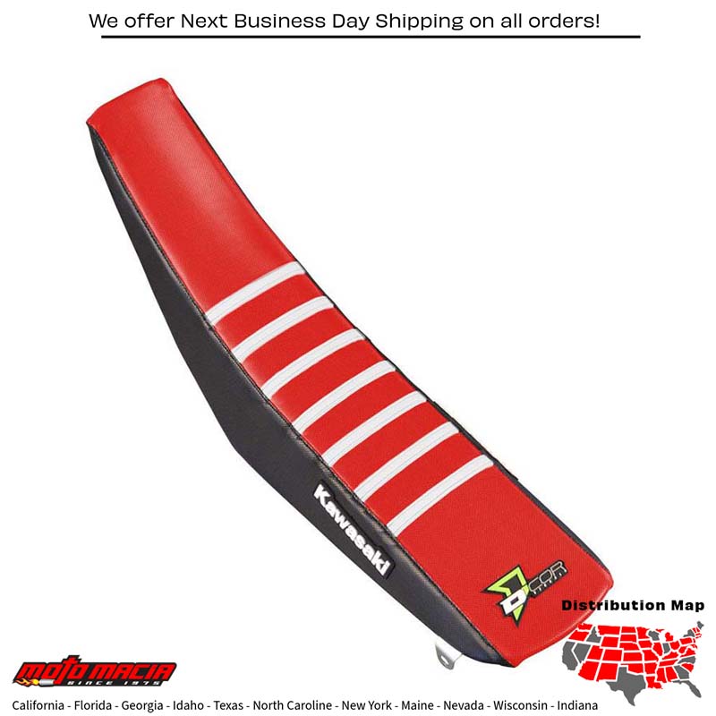 Seat Cover Black/Red W/Ribs Kawasaki Kx250f 2017-2019 Kx450f 2016-2018