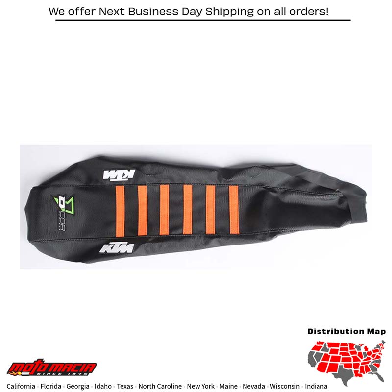 SEAT COVER BLACK/ORANGE W/RIBS