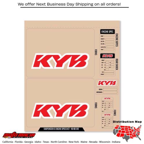 KYB DECAL KIT RED KYB FORK/SHOCK/ENG SPEC