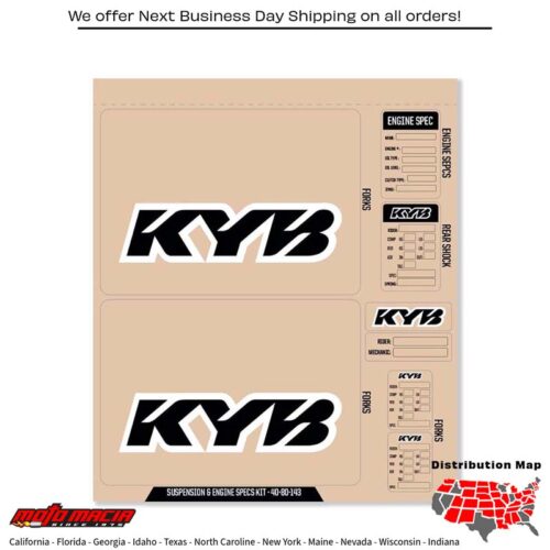 KYB DECAL KIT BLACK KYB FORK/SHOCK/ENG SPEC