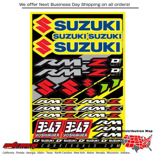 DECAL SHEET SUZUKI RMZ 12"X18"