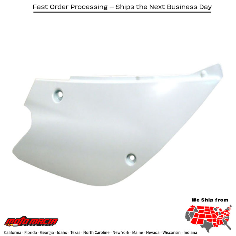 SIDE PANELS WHITE Kawasaki KX85 2001-2024 Kawasaki KX100 2001-2021 Kawasaki KX80 1998-2000 Suzuki RM100 2003-2003 Kawasaki KX112 2022-2024