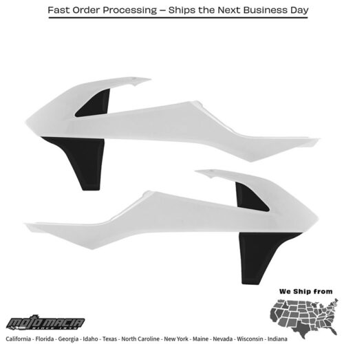 RADIATOR SHROUDS WHITE/BLACK KTM 350 SX-F 2016-2018 KTM 250 SX-F 2016-2018 KTM 450 SX-F 2016-2018 KTM 125 SX 2016-2018 KTM 150 SX 2016-2018 KTM 350 EXC-F 2016-2019 KTM 500 XCF-W 2016-2016 KTM 350 XCF-W 2016-2016 KTM 250 XC-W 2016-2018 KTM 2