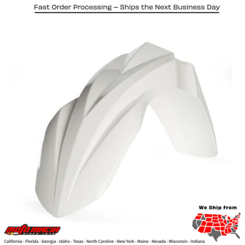 FRONT FENDER WHITE Kawasaki KX450F 2018-2024 Kawasaki KX250F 2018-2024 Kawasaki KX250X 2021-2024 Kawasaki KX450X 2021-2024