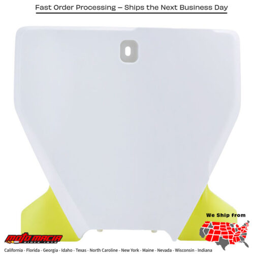FRONT NUMBER PLATE WHITE/YELLOW Husqvarna TE 150 2019-2020 Husqvarna TE 250i 2019-2021 Husqvarna TE 300i 2019-2021 Husqvarna FE 250 2019-2021 Husqvarna FE 350 2019-2021 Husqvarna FE 450 2019-2021 Husqvarna TX 300 2019-2019 Husqvarna FX 350