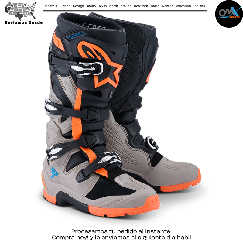 TECH 7 ENDURO BLK/WARM GRY/ORANGE FLUO