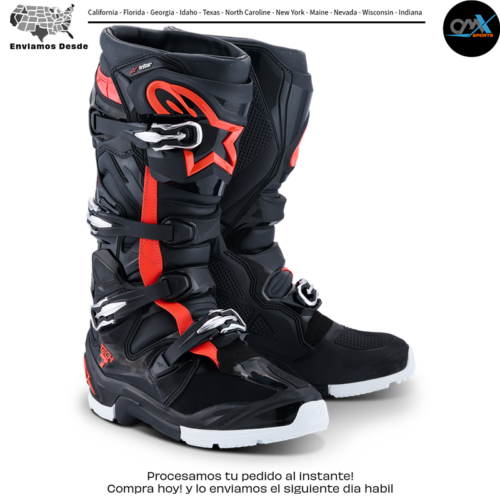 TECH 7 ENDURO DRYSTAR BLACK/RED FLUO/WHITE