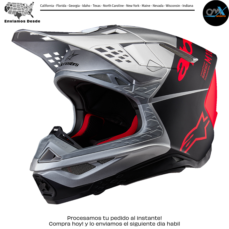 HELMET S-M10 FLOOD SIL/BLK/ORG FLUO ECE06/DOT