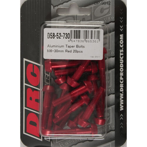 ALUMINUM TAPER BOLTS RED M6X30MM 20/PK