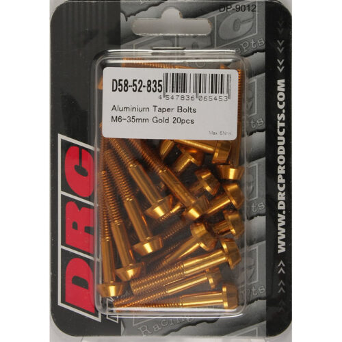 ALUMINUM TAPER BOLTS GOLD M6X35MM 20/PK