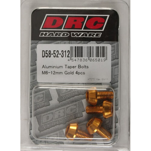 ALUMINUM TAPER BOLTS GOLD M6X12MM 4/PK