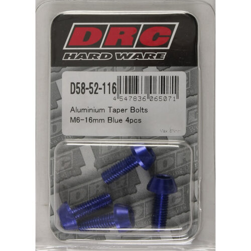 ALUMINUM TAPER BOLTS BLUE M6X16MM 4/PK
