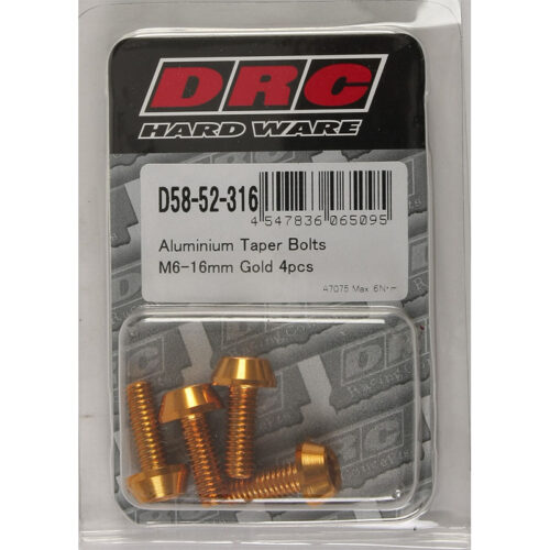 ALUMINUM TAPER BOLTS GOLD M6X16MM 4/PK