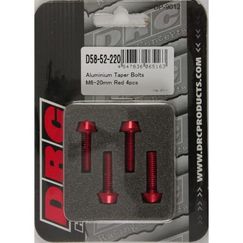 ALUMINUM TAPER BOLTS RED M6X20MM 4/PK
