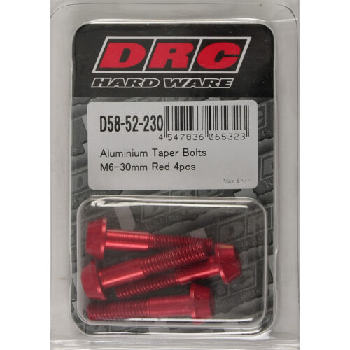 ALUMINUM TAPER BOLTS RED M6X30MM 4/PK