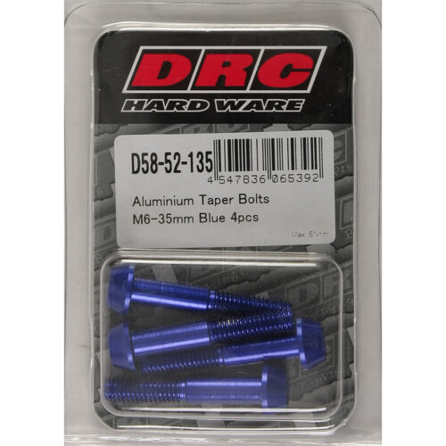 ALUMINUM TAPER BOLTS BLUE M6X35MM 4/PK
