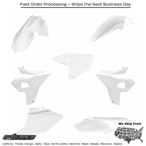FULL PLASTIC KIT UKI DR400 WHITE Suzuki DR-Z400S 2000-2024 Suzuki DR-Z400SM 2005-2024 Suzuki DR-Z400E Non CA Model 2000-2008 Suzuki DR-Z400 2000-2004 Suzuki DR-Z400E CA Model 2004-2007