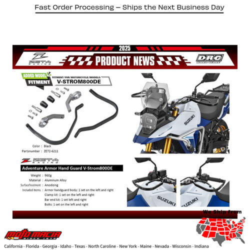 ADVENTURE ARMOR HANDGUARDS PR BLACK   Suzuki DL800 V-Strom 800 DE 2023-2025