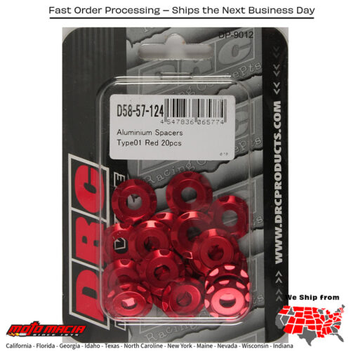 ALUMINUM SPACERS TYPE 1 RED M6X12MM 20/PK