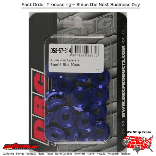 ALUMINUM SPACERS TYPE 11 BLUE M6X12MM 20/PK