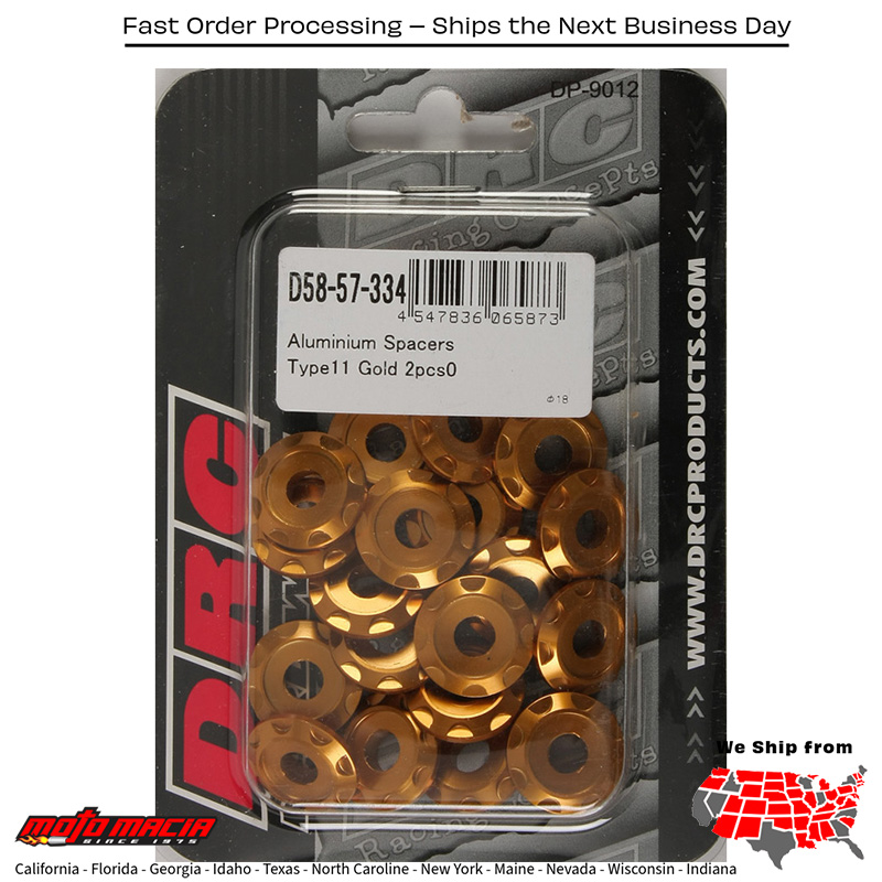 ALUMINUM SPACERS TYPE 11 GOLD M6X12MM 20/PK