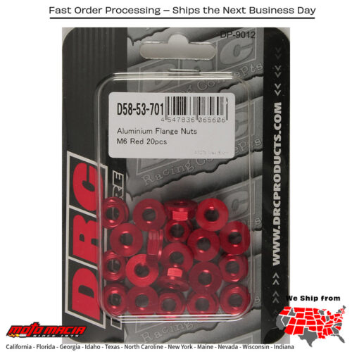 ALUMINUM FLANGE NUTS RED M6X12MM 20/PK