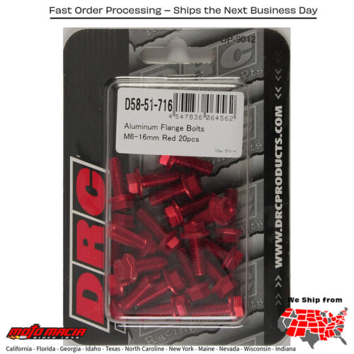 ALUMINUM FLANGE BOLTS RED M6X16MM 20/PK