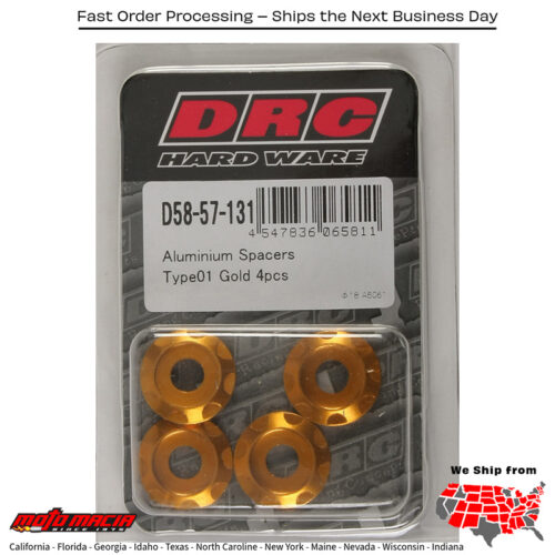 ALUMINUM SPACERS TYPE 1 GOLD M6X12MM 4/PK