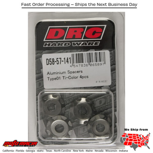 ALUMINUM SPACERS TYPE 1 TITANIUM M6X12MM 4/PK