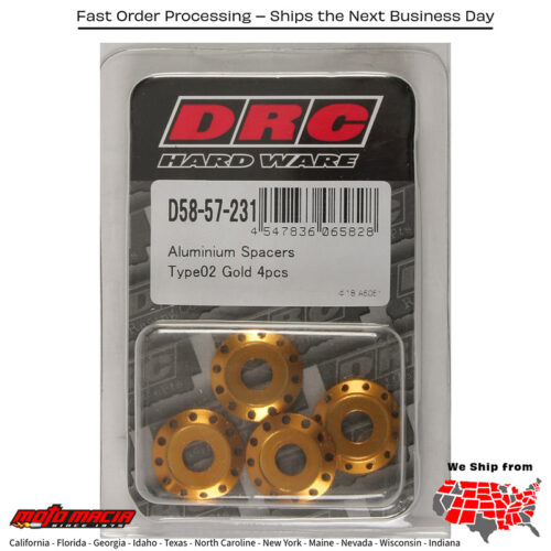 ALUMINUM SPACERS TYPE 2 GOLD M6X12MM 4/PK