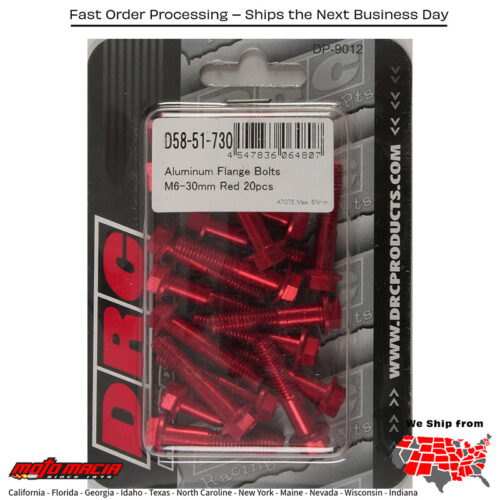 ALUMINUM FLANGE BOLTS RED M6X30MM 20/PK