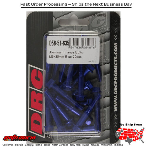 ALUMINUM FLANGE BOLTS BLUE M6X35MM 20/PK