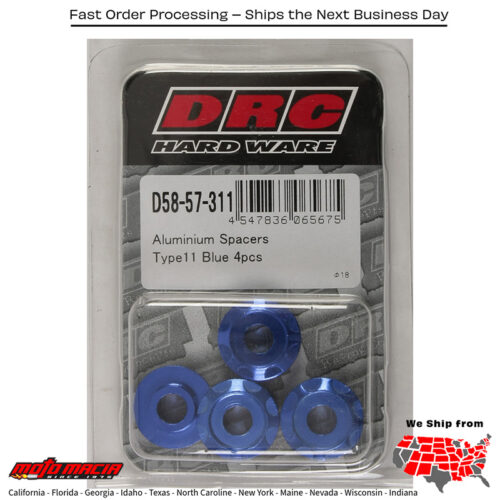 ALUMINUM SPACERS TYPE 11 BLUE M6X12MM 4/PK