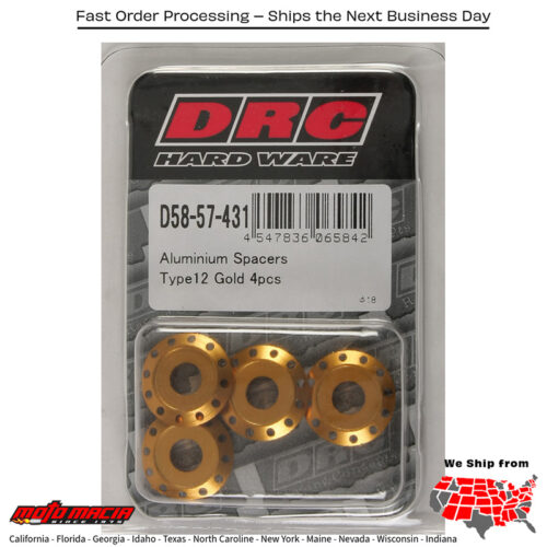 ALUMINUM SPACERS TYPE 12 GOLD M6X12MM 4/PK