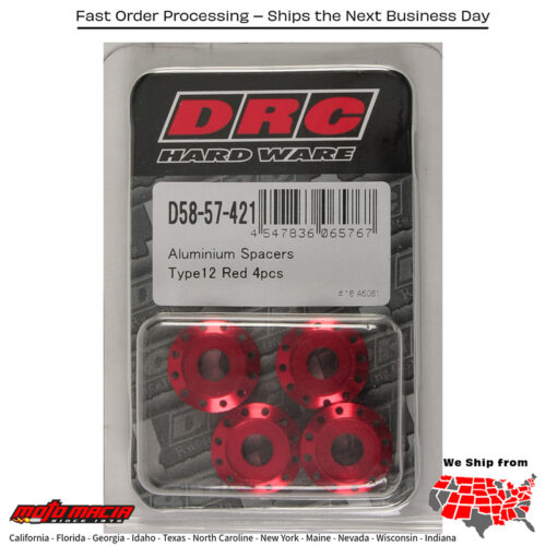 ALUMINUM SPACERS TYPE 12 RED M6X12MM 4/PK