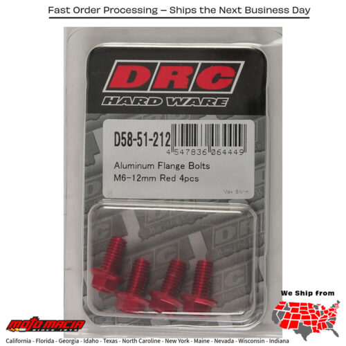 ALUMINUM FLANGE BOLTS RED M6X12MM 4/PK