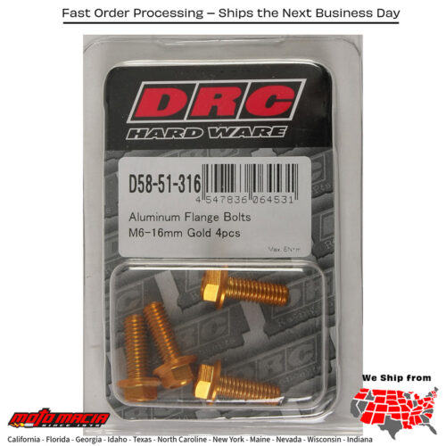 ALUMINUM FLANGE BOLTS GOLD M6X16MM 4/PK