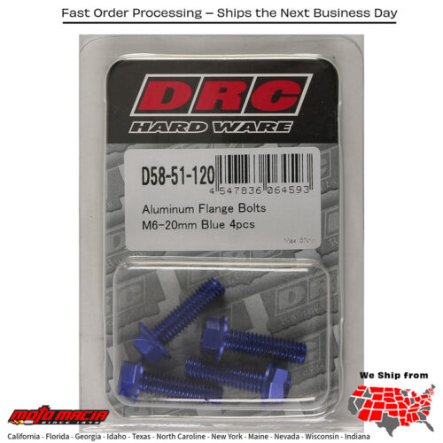 ALUMINUM FLANGE BOLTS BLUE M6X20MM 4/PK