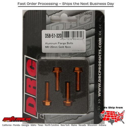 ALUMINUM FLANGE BOLTS GOLD M6X20MM 4/PK