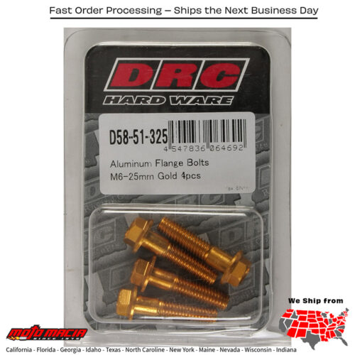 ALUMINUM FLANGE BOLTS GOLD M6X25MM 4/PK