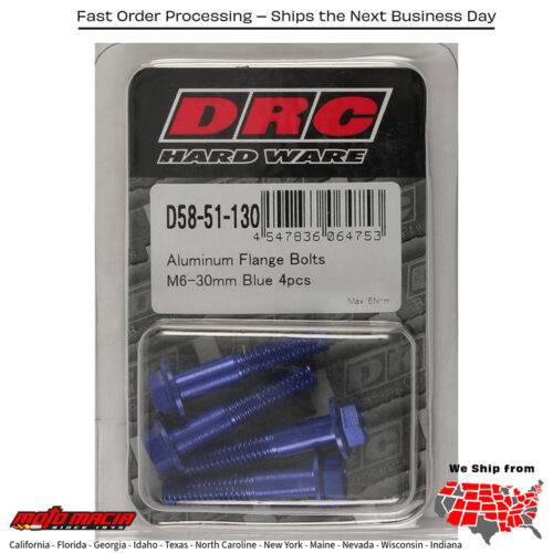 ALUMINUM FLANGE BOLTS BLUE M6X30MM 4/PK