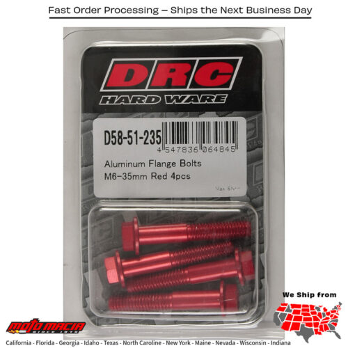 ALUMINUM FLANGE BOLTS RED M6X35MM 4/PK