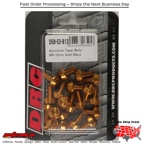 ALUMINUM TAPER BOLTS GOLD M6X12MM 20/PK