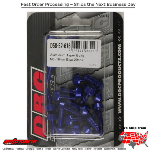 ALUMINUM TAPER BOLTS BLUE M6X16MM 20/PK