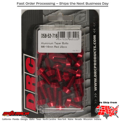ALUMINUM TAPER BOLTS RED M6X16MM 20/PK