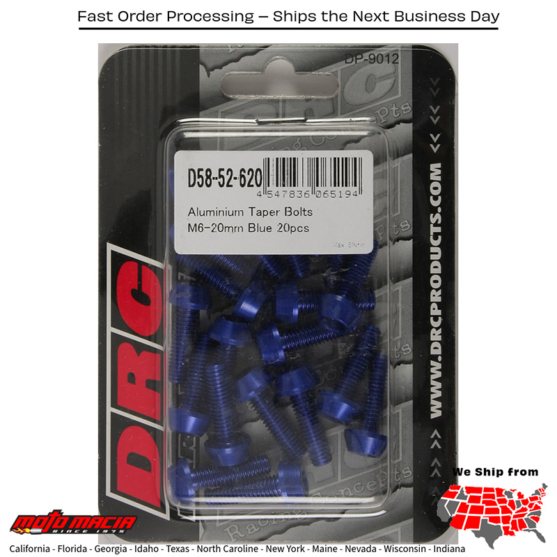 ALUMINUM TAPER BOLTS BLUE M6X20MM 20/PK