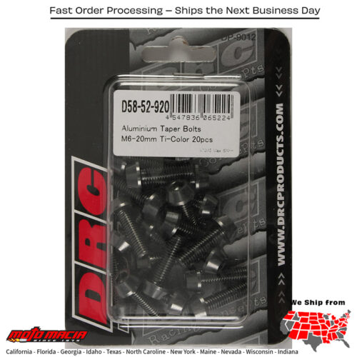 ALUMINUM TAPER BOLTS TITANIUM M6X20MM 20/PK