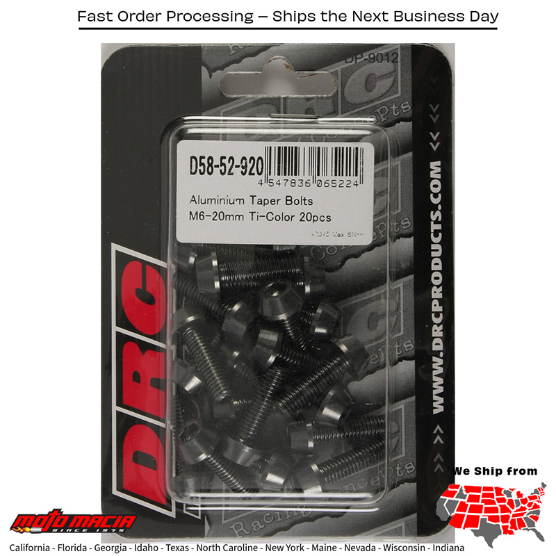 ALUMINUM TAPER BOLTS TITANIUM M6X20MM 20/PK