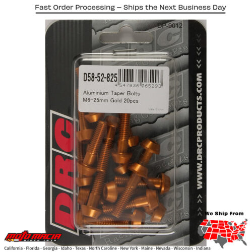 ALUMINUM TAPER BOLTS GOLD M6X25MM 20/PK