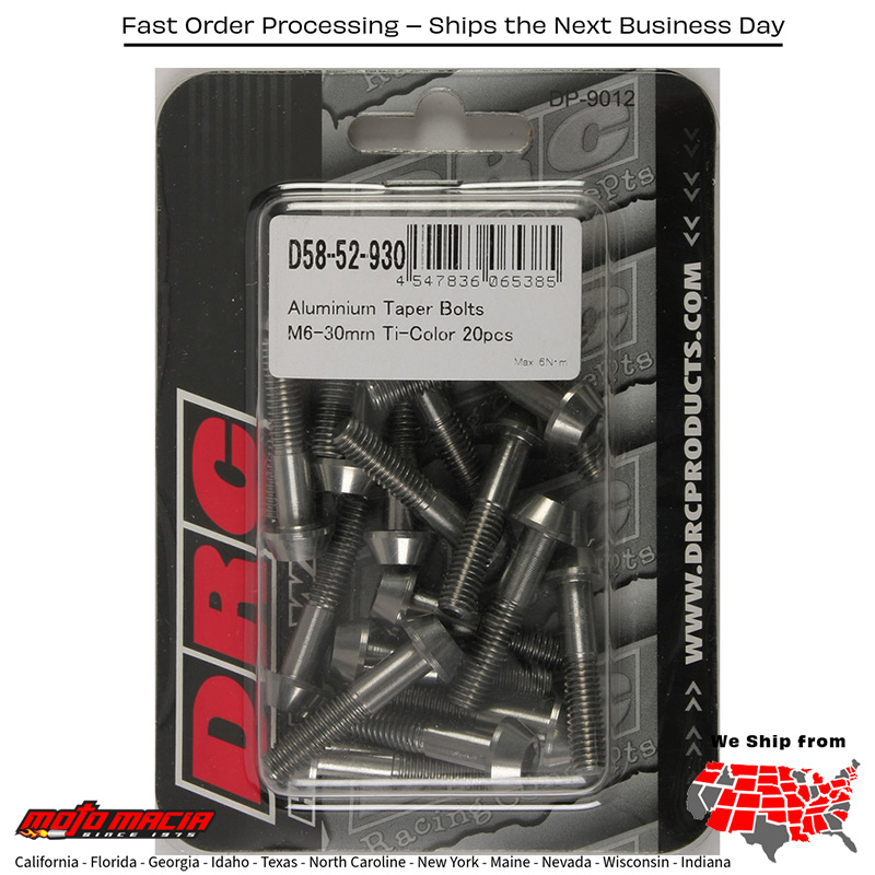 ALUMINUM TAPER BOLTS TITANIUM M6X30MM 20/PK
